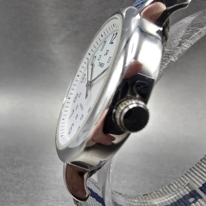Timex Weekender Watch Men 38mm White Dial Silver Tone TW2P72300 New Battery Blue2