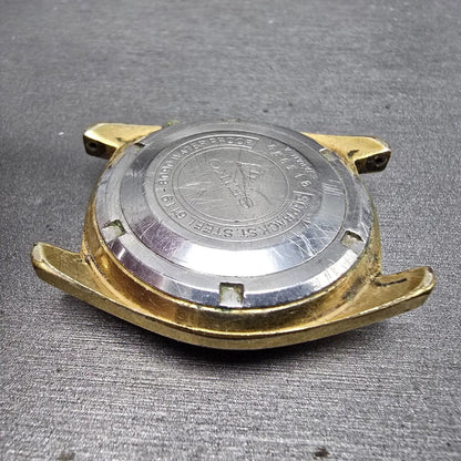 Seiko 5 Automatic Watch men Silver Dial Gold Tone Daydate 6119-8090 PARTS VTG8