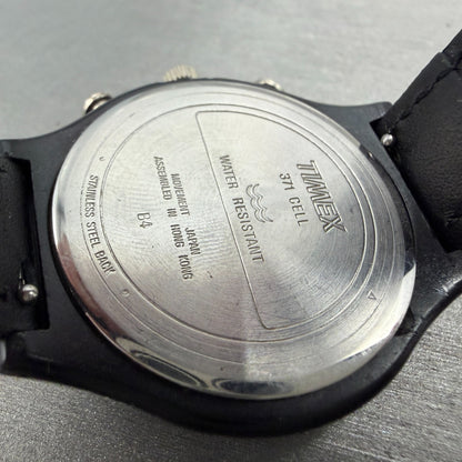 Timex Chronograph Watch Men 37mm Black Dial Black Tone Round New Battery9