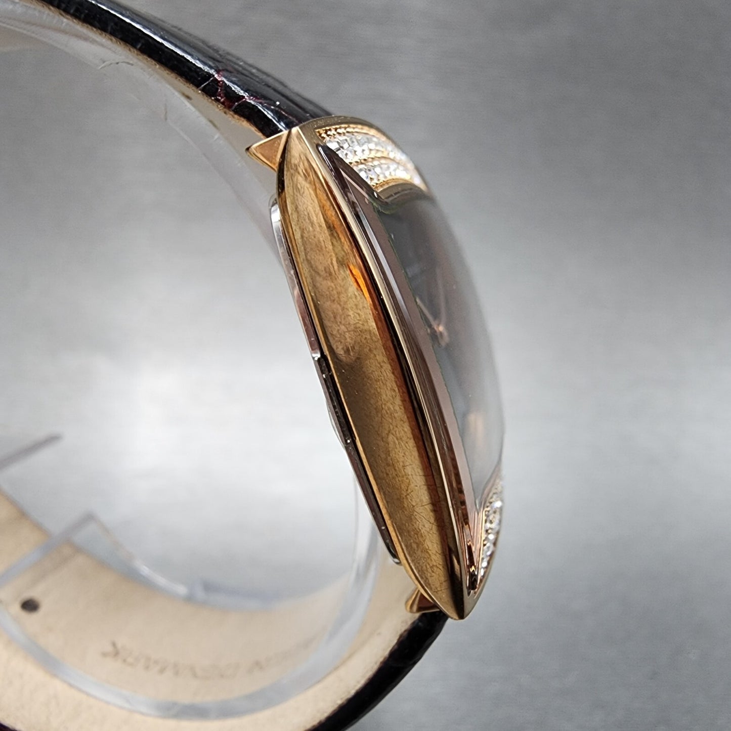 Skagen Watch Women 31mm Brown MOP Dial Rose Gold Tone Bling Bezel Rectangle Runs