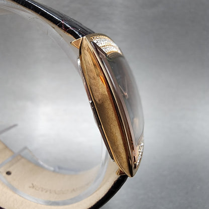 Skagen Watch Women 31mm Brown MOP Dial Rose Gold Tone Bling Bezel Rectangle Runs