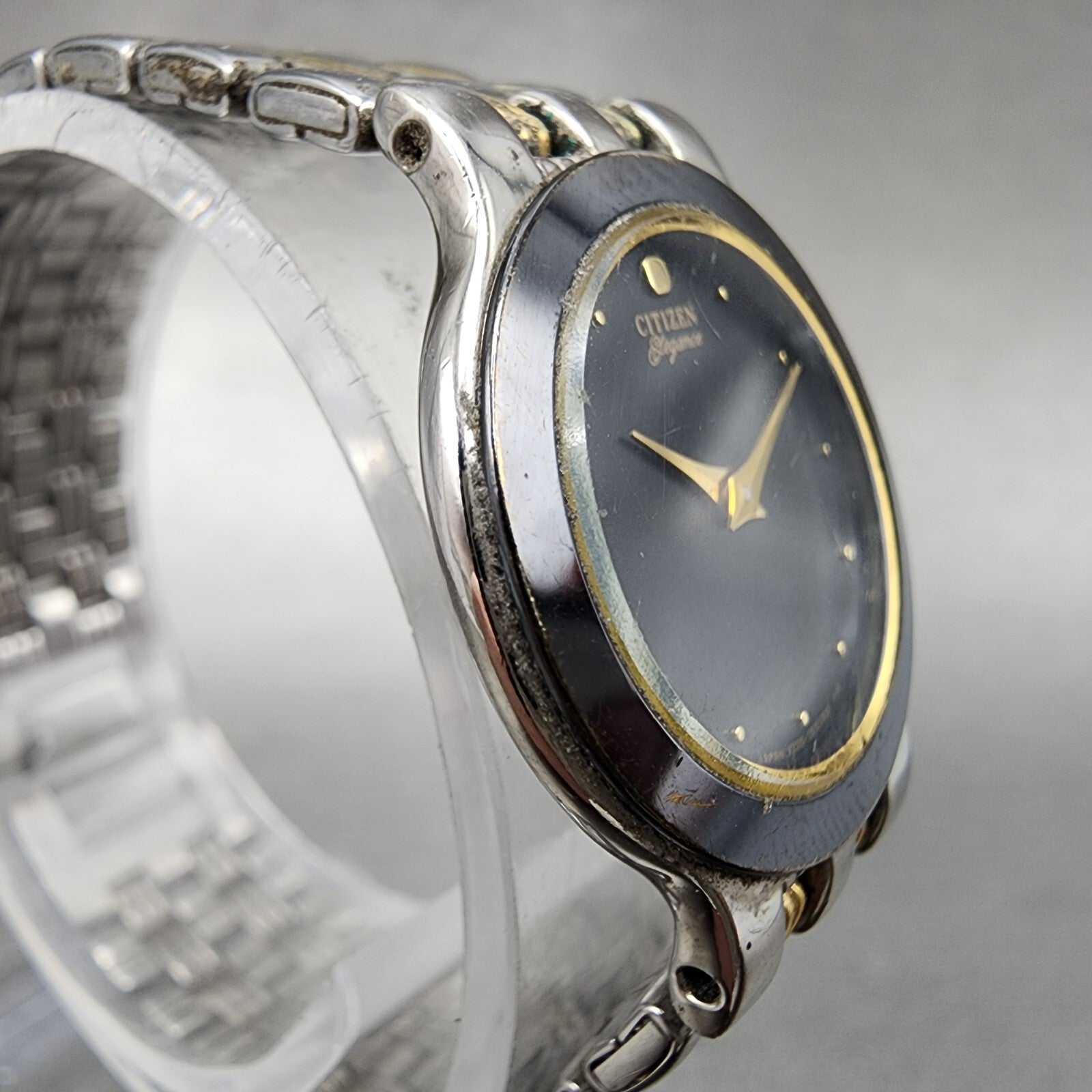 Citizen Elegance Watch Women 23mm Black Dial Two Tone Round 3220325311 New Batt3