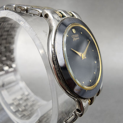 Citizen Elegance Watch Women 23mm Black Dial Two Tone Round 3220325311 New Batt3