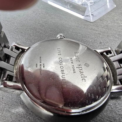 Kate Spade Monterey Watch Women 38mm MOP Dial Silver Tone Round 0820 New Battery9