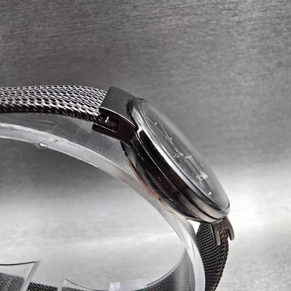 Skagen Watch Women 26mm Gray Dial Black Date Round 355SMM New Battery Mesh Band3