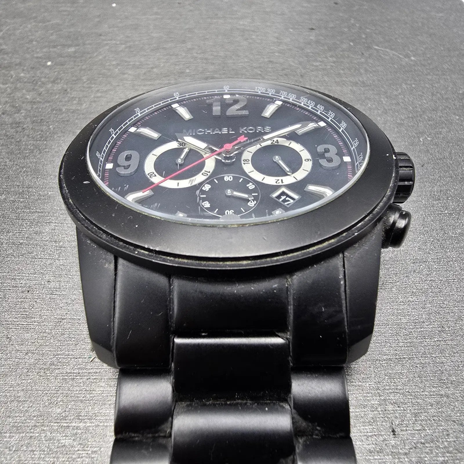Michael Kors Chronograph Watch Men 51mm Black Dial Black Tone Date MK8196 NewBat2