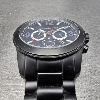 Michael Kors Chronograph Watch Men 51mm Black Dial Black Tone Date MK8196 NewBat2