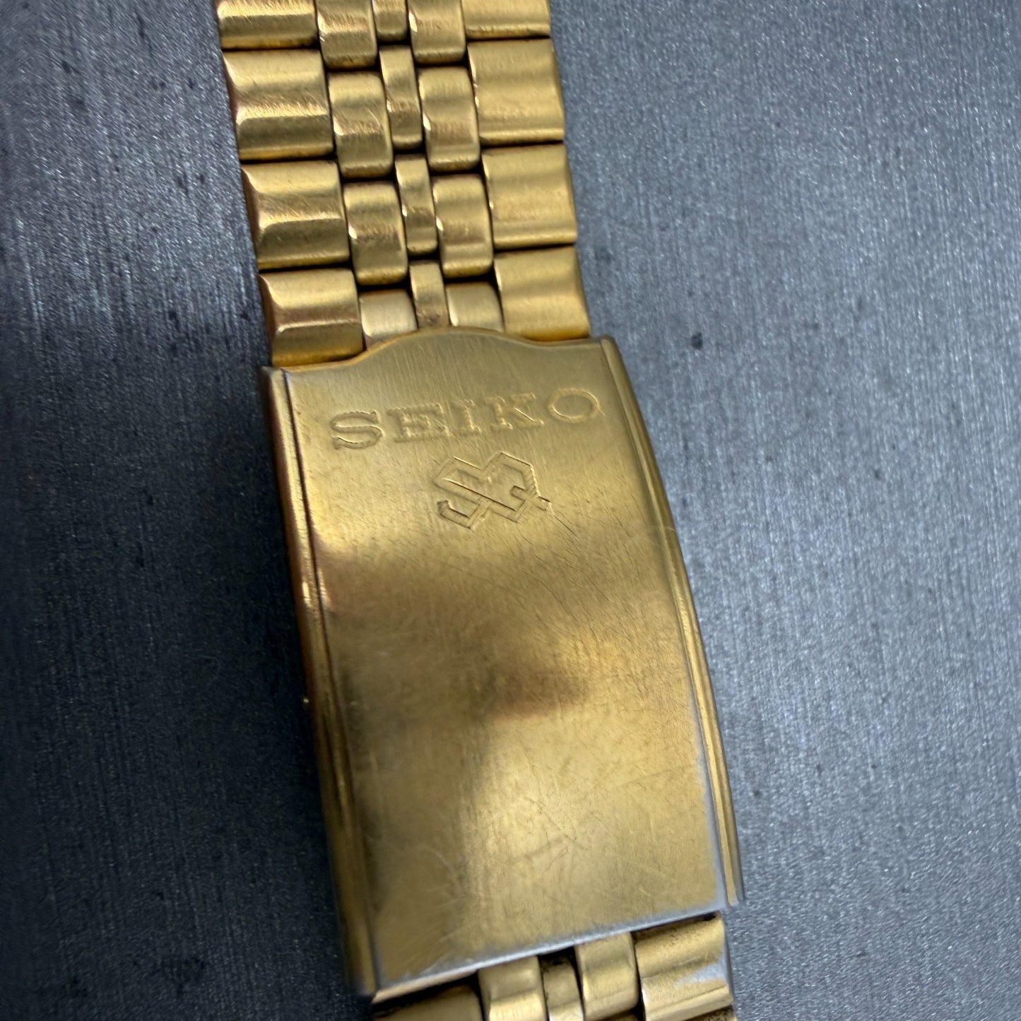 Seiko SQ Bracelet 21mm Stainless Steel Gold Tone Tri Folding Clasp Vintage Japan4