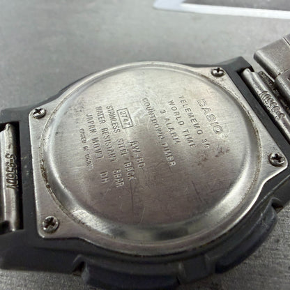 Casio Illuminator Watch Men 40mm Silver Alarm Chrono Ana Digi  AW-80 New Battery9