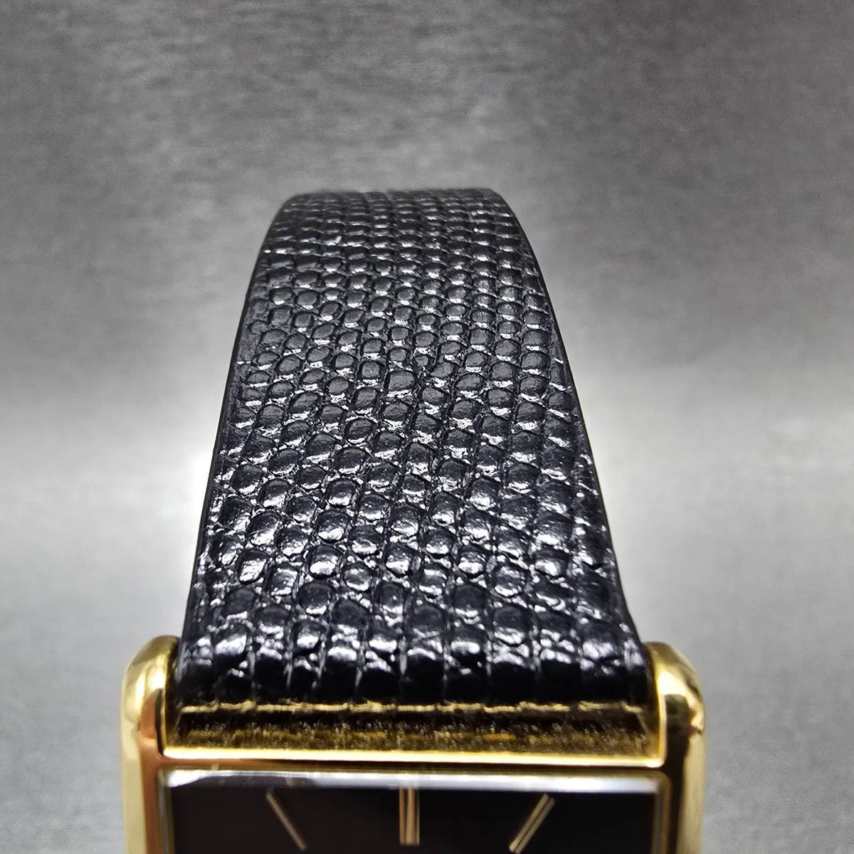 Seiko Tank Watch Men 25mm Black Dial Gold Rectangle 5Y30-5069 New Battery JP25