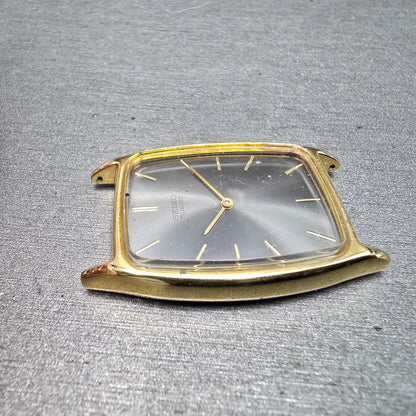 Seiko Tank Watch Men 25mm Gray Dial Gold Tone Rectangle 7430-5550 VTG PARTS6