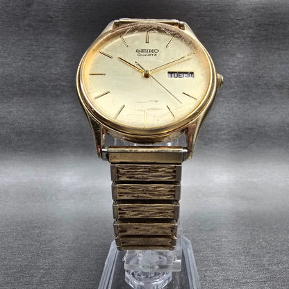 Seiko Watch Men 33mm Champagne Dial Gold Tone Daydate Round 6533-8019 New Batt5