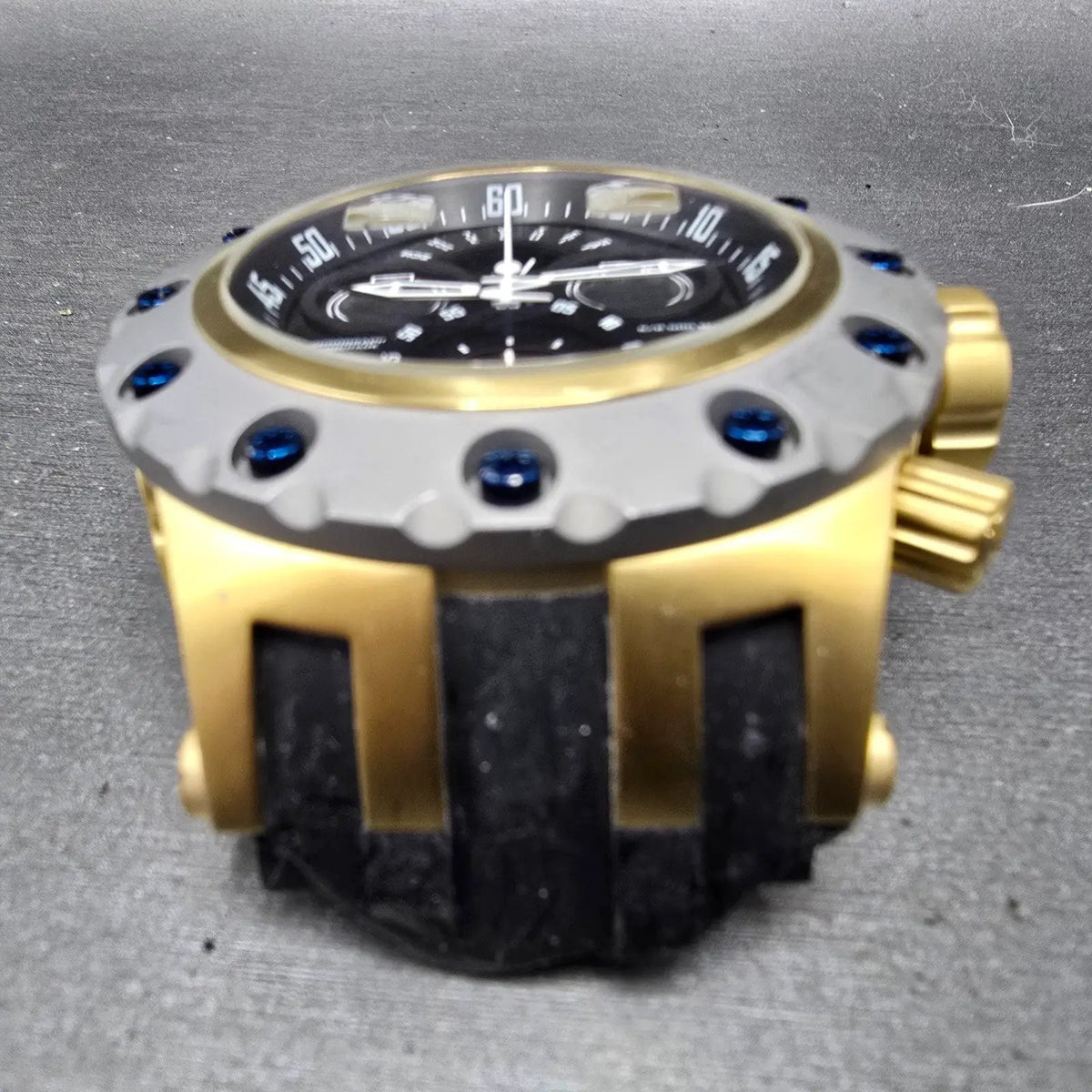 Invicta Reserve Subaqua Chronograph Watch Men 52mm Black Dial Gold Daydate Runs2
