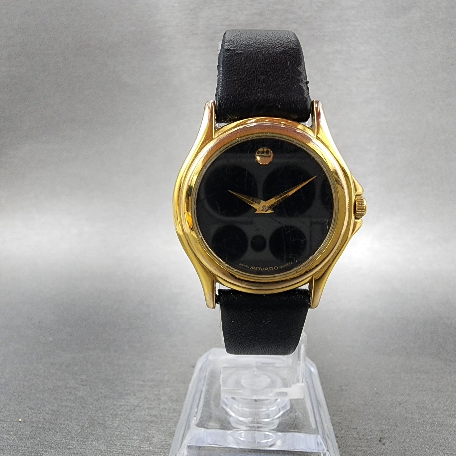 Movado Museum Watch Women 28mm Black Dial Gold Tone Round 87 E4 0823 New Battery5