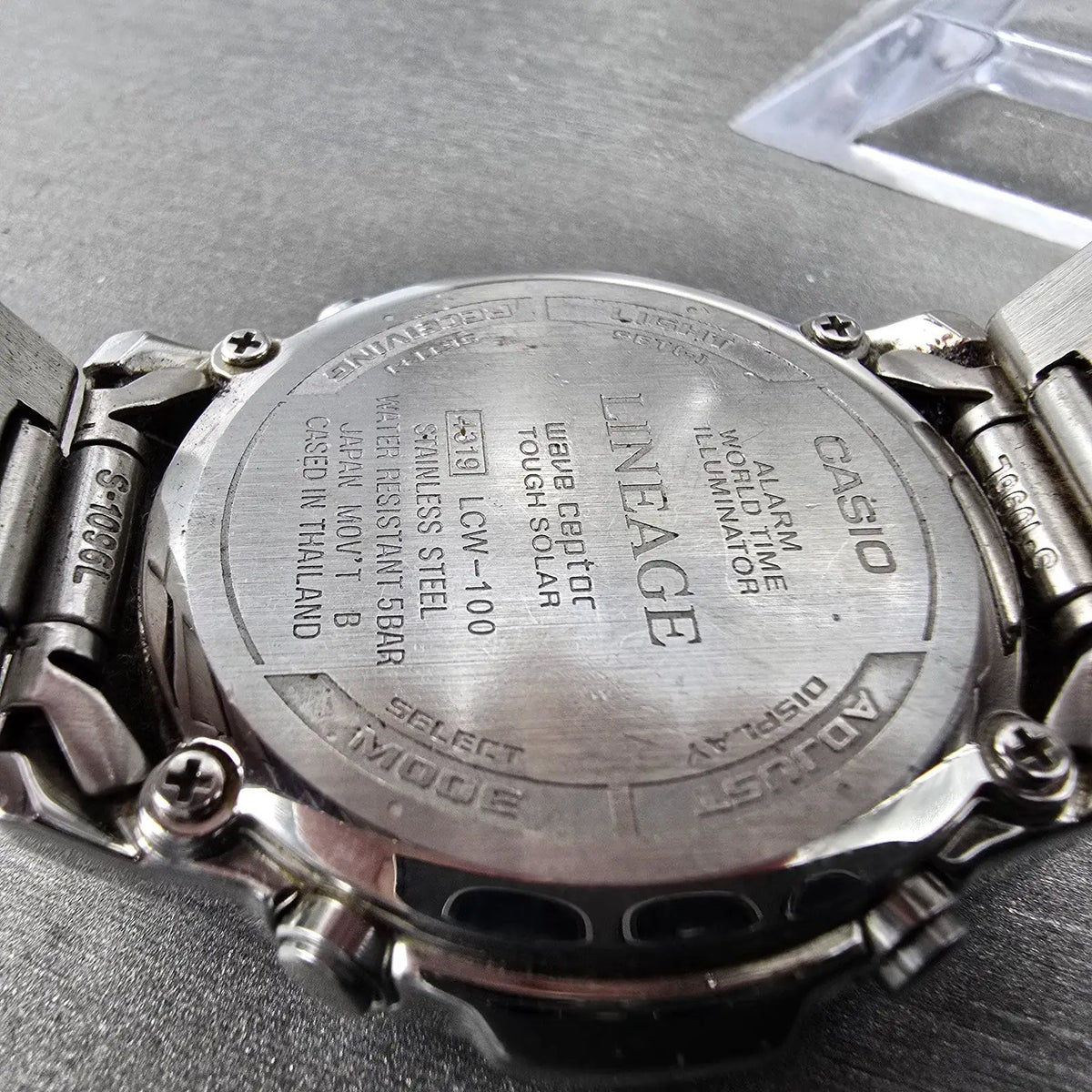 Casio Lineage LCW-100 Watch Men 41mm Black Dial Steel READ!!! Alarm Chrono Solar9