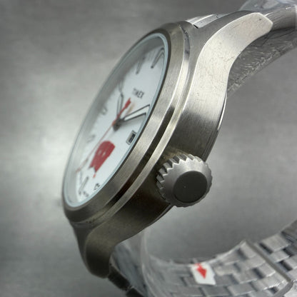 Timex Wisconsin Badgers Watch Men 43mm White Dial Silver Tone Date New Battery2