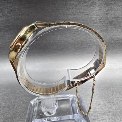 Seiko SQ Watch Women 23mm Gold Dial Gold Tone Daydate 3423-5079 New Battery6