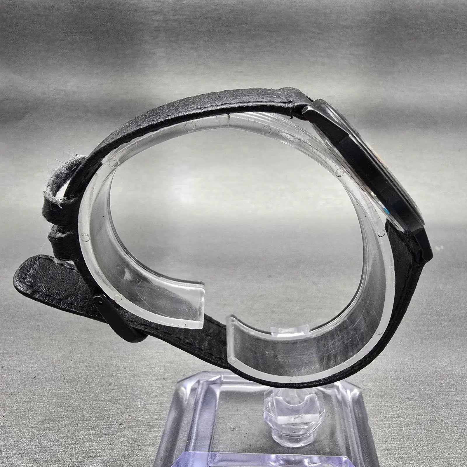 Seiko Watch Men 32mm Black Dial Black Tone Round 7430-7039 New Battery Vintage8