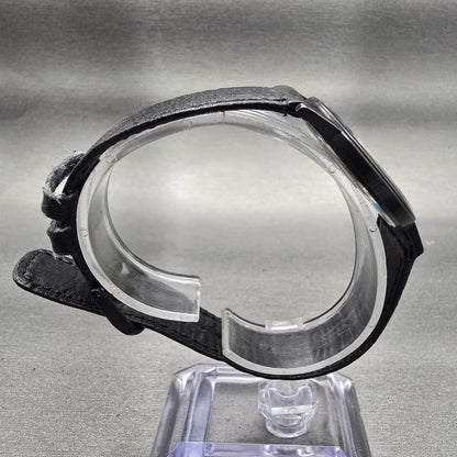 Seiko Watch Men 32mm Black Dial Black Tone Round 7430-7039 New Battery Vintage8