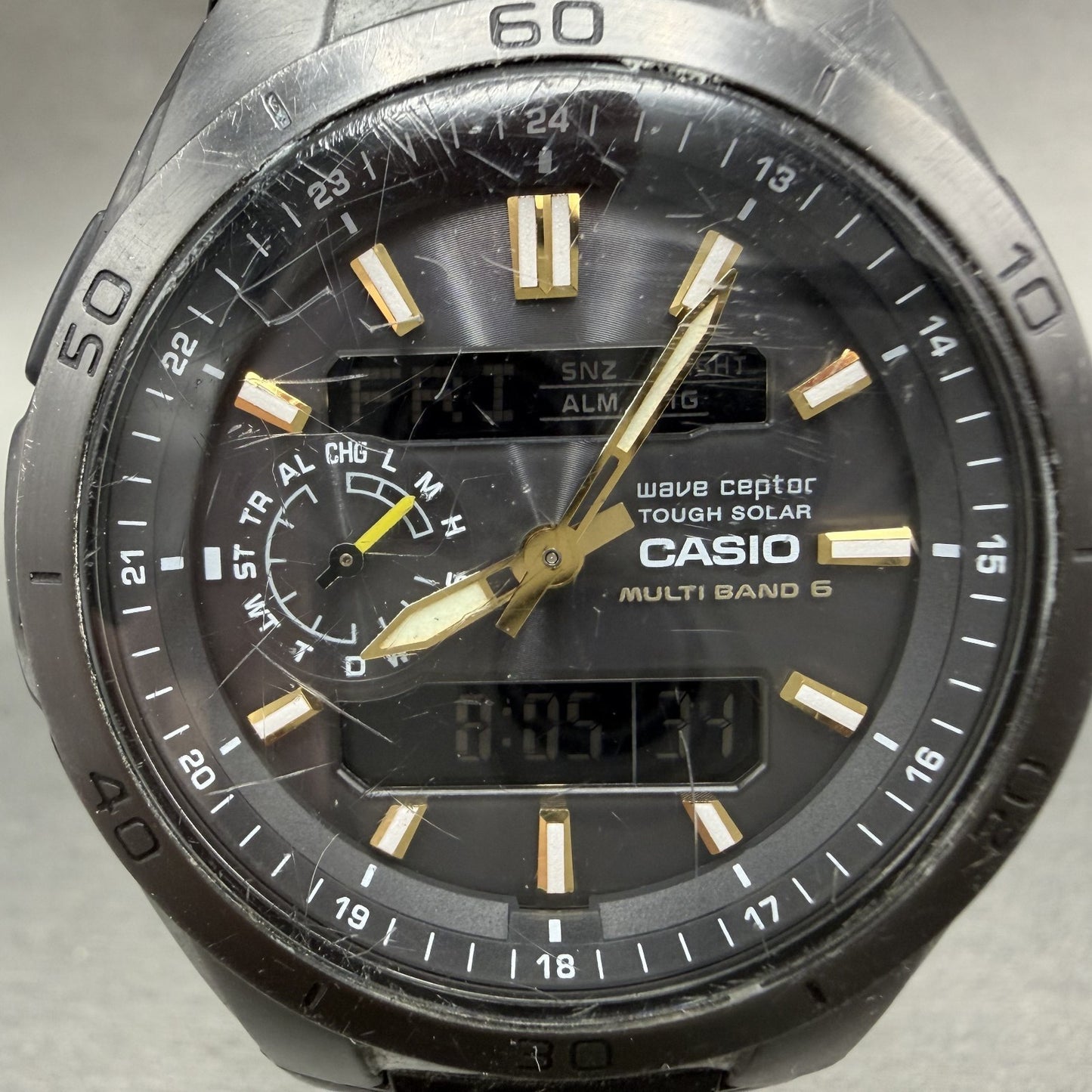 Casio Waveceptor WVA-M650 Watch Men 44mm Analog Digital Black Round Chrono Runs1