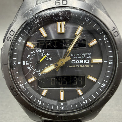 Casio Waveceptor WVA-M650 Watch Men 44mm Analog Digital Black Round Chrono Runs1