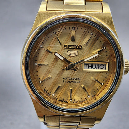 Seiko Automatic Watch Women 24mm Champagne Dial Gold Tone Daydate 42070041 PART5