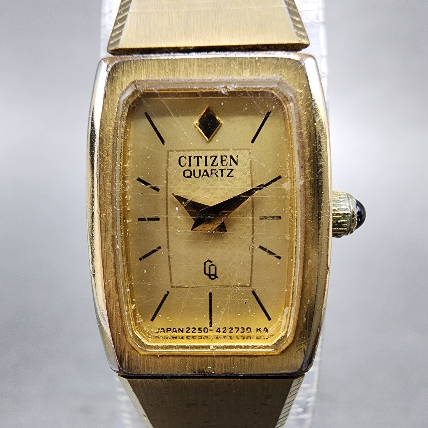Citizen CQ Tank Watch Women 13mm Champagne Dial Gold Tone Rectangle New Battery1