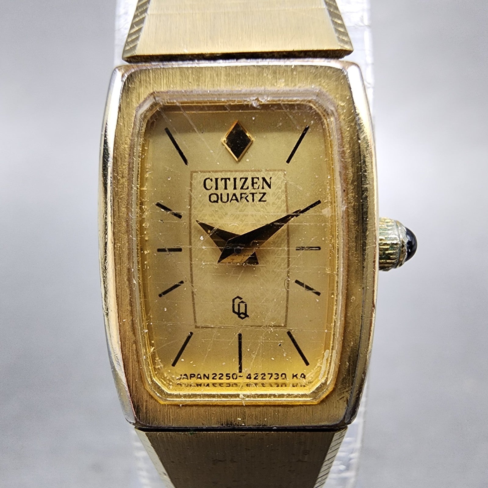 Citizen CQ Tank Watch Women 13mm Champagne Dial Gold Tone Rectangle New Battery1