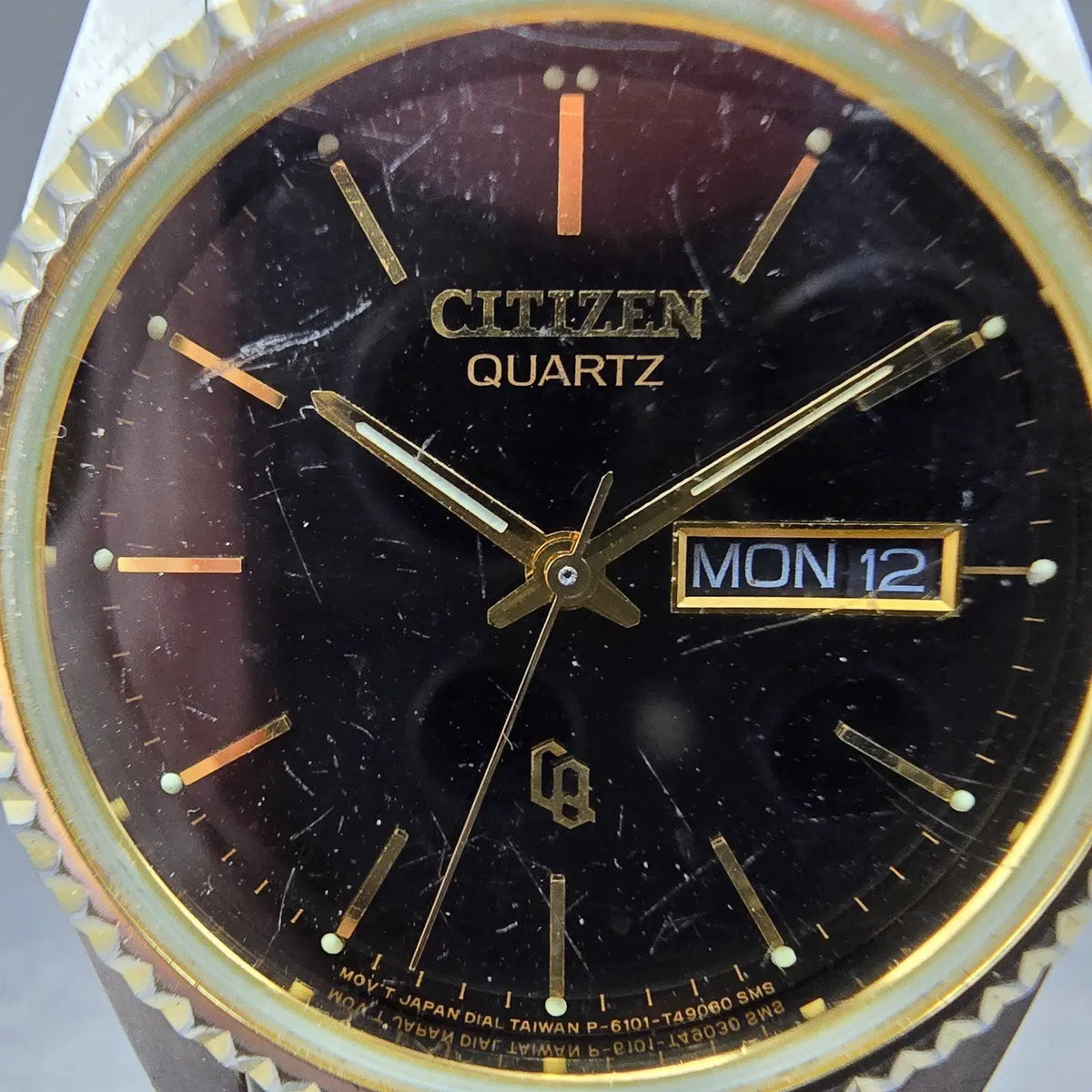 Citizen CQ President Watch Men 35mm Black Two Tone Daydate 6101-915216 PARTS2