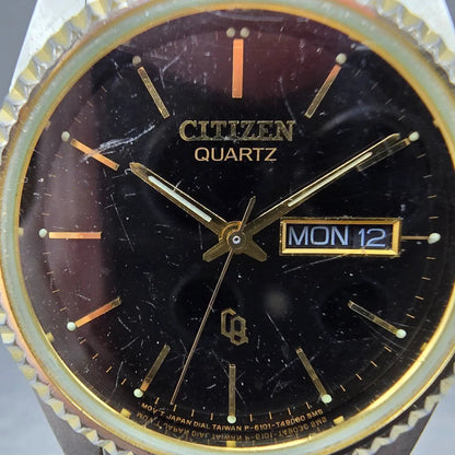 Citizen CQ President Watch Men 35mm Black Two Tone Daydate 6101-915216 PARTS2