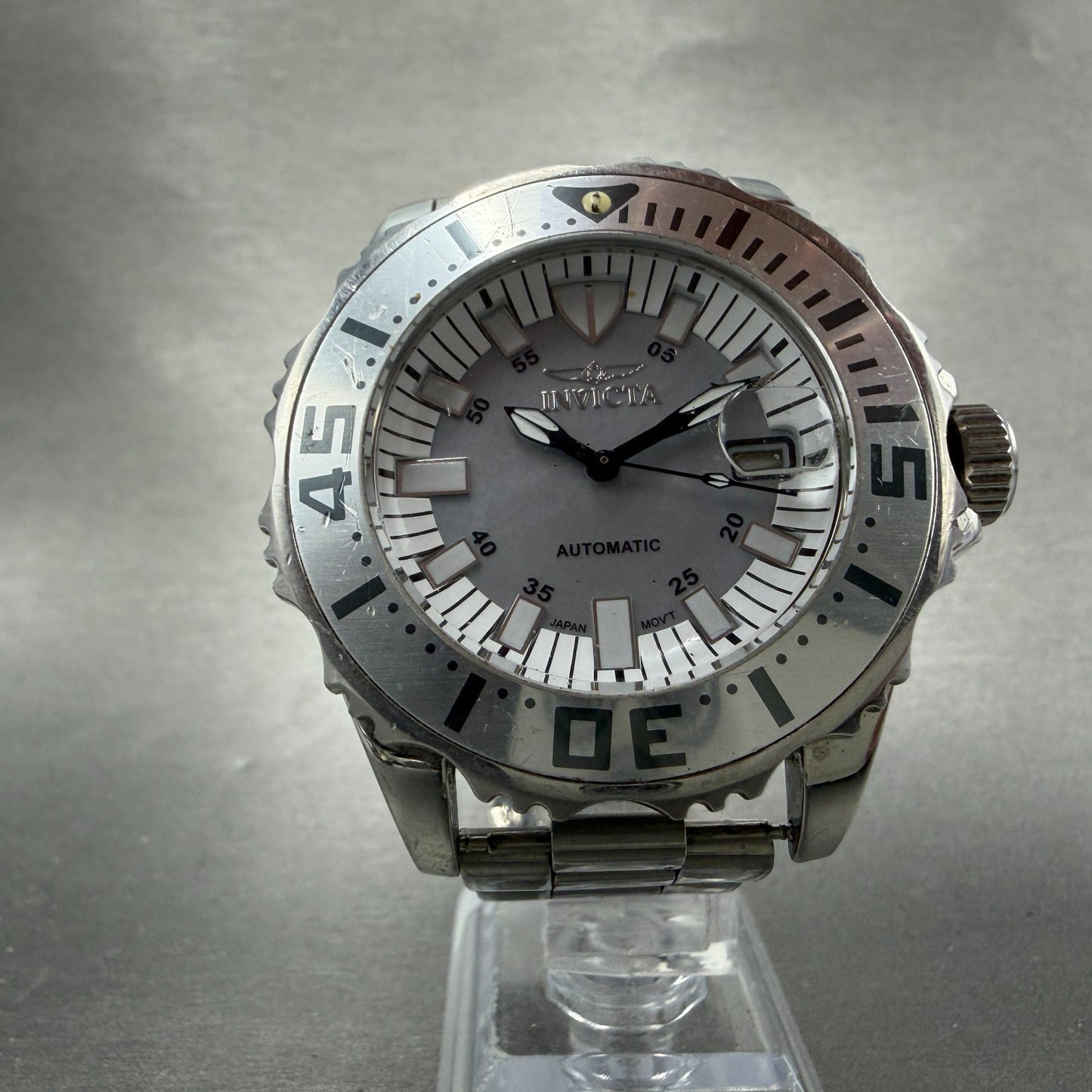Invicta Automatic Dive Watch Men 45mm MOP Dial Silver Tone Date READ! 17722 Runs5