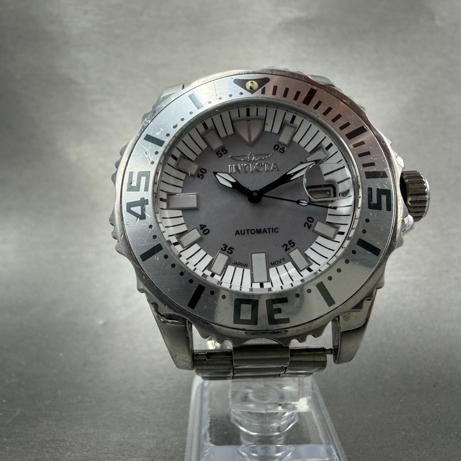 Invicta Automatic Dive Watch Men 45mm MOP Dial Silver Tone Date READ! 17722 Runs5