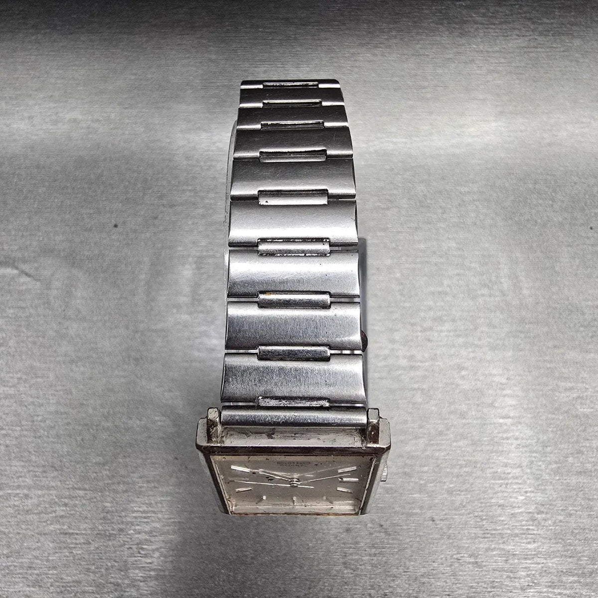 Seiko Tank Watch Men 24mm Silver Dial Silver Tone Rectangle 2C21-5180 New Batt4