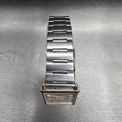 Seiko Tank Watch Men 24mm Silver Dial Silver Tone Rectangle 2C21-5180 New Batt4