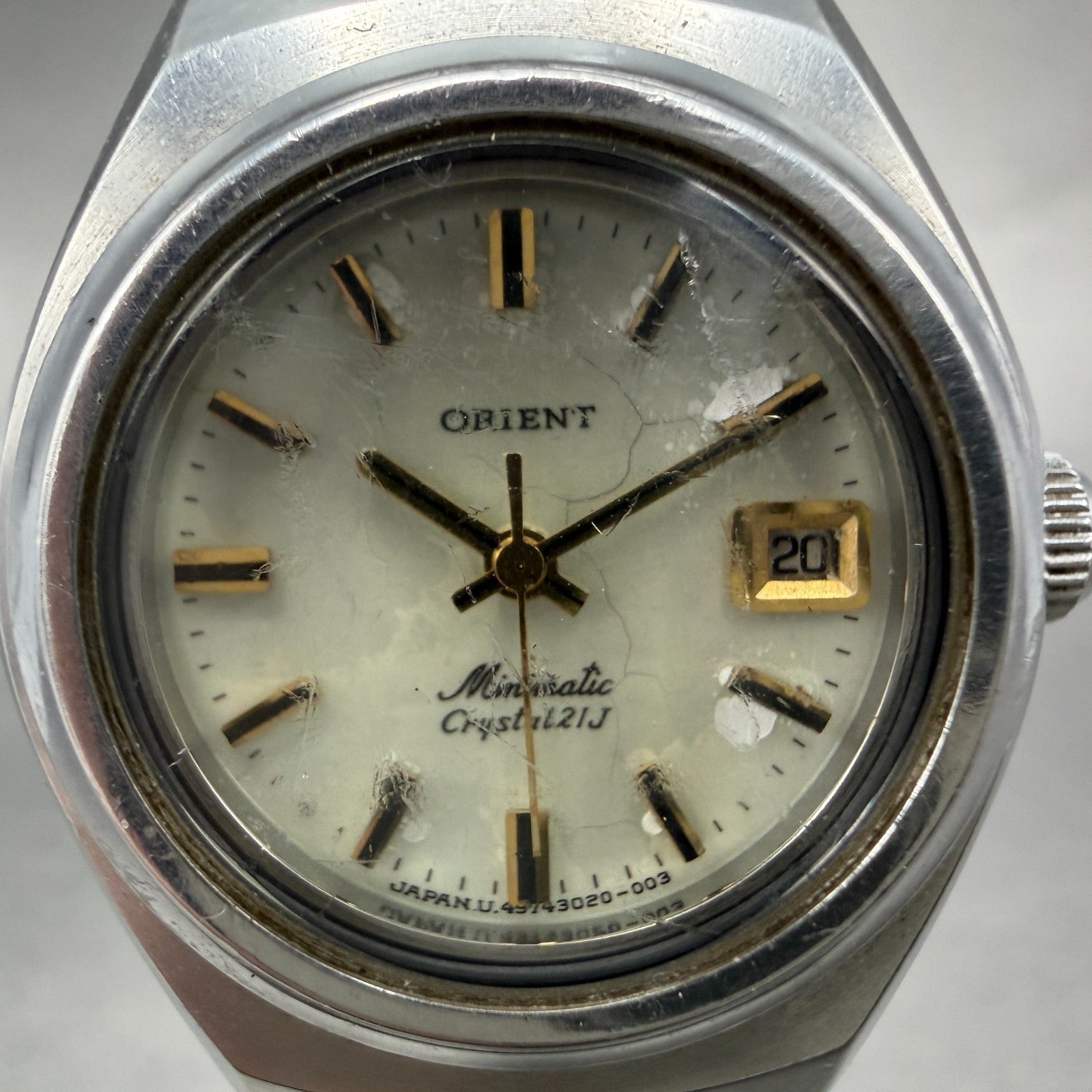 Orient Minimatic Watch Women 25mm MOP Dial Steel Date Crystal 21 Runs 0J4973021