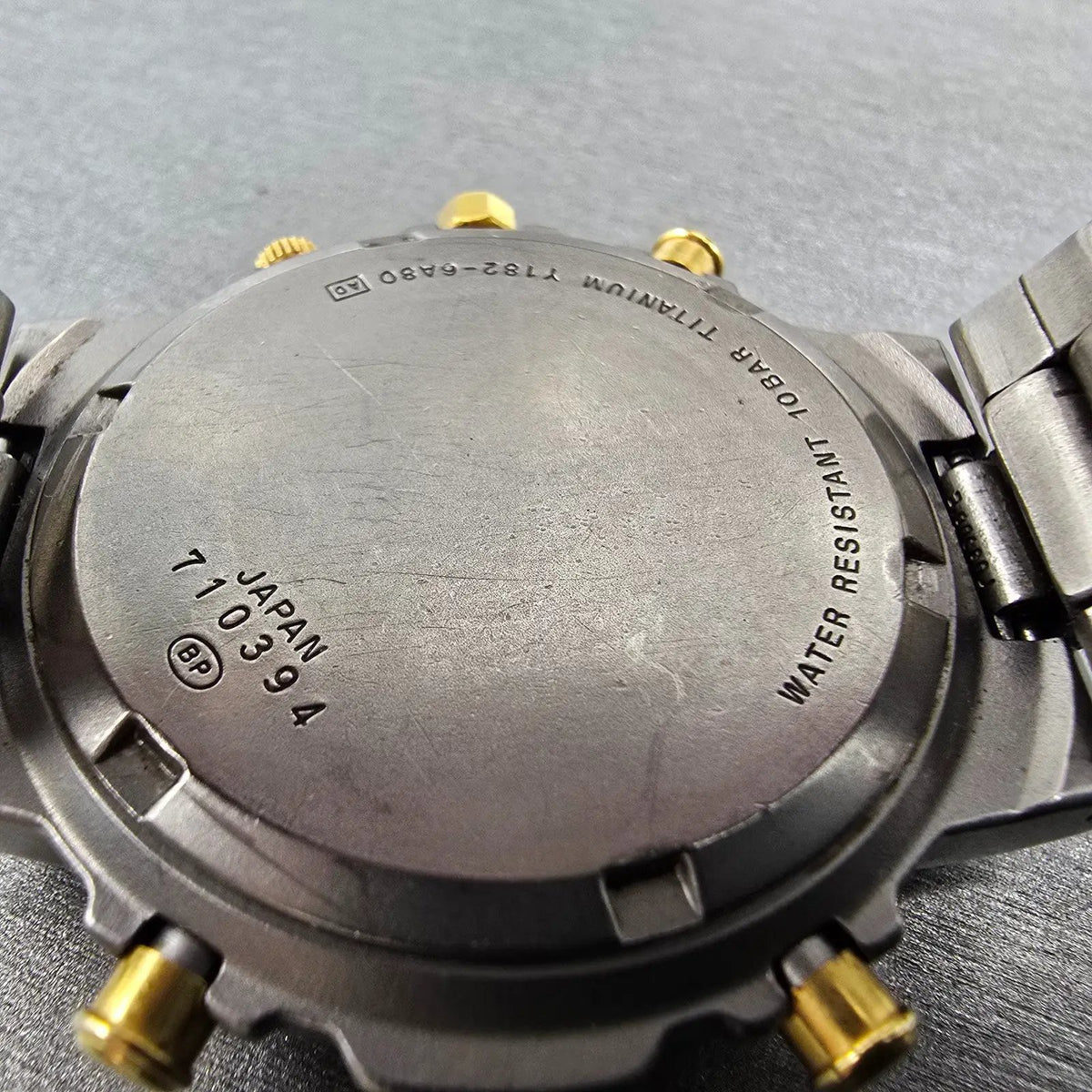 Seiko alba Epsilon Chronograph Watch Men 38mm Black Dial Titanium Y182-6A80 PART10