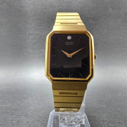Seiko Tank Watch Men 27mm Balck Dial Gold Tone Rectangle 5Y30 PARTS NO CASE BACK6