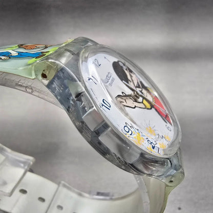 Swatch SWISS GIRL Watch Unisex White Dial Clear Case Round SKZ123 New Battery3