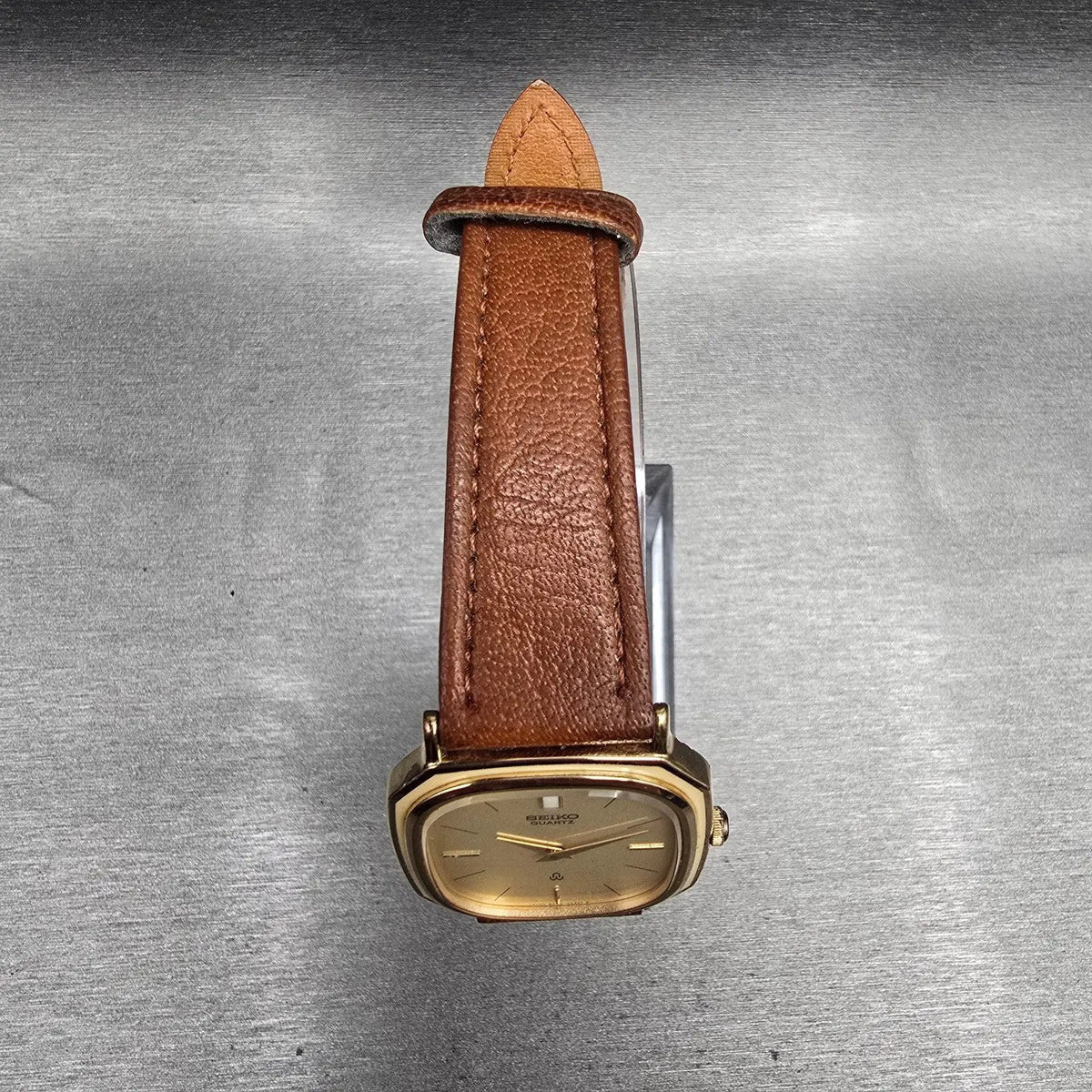 Seiko Watch Men 29mm Champagne Dial Gold Tone Rectangle 6430-5120 New Battery4
