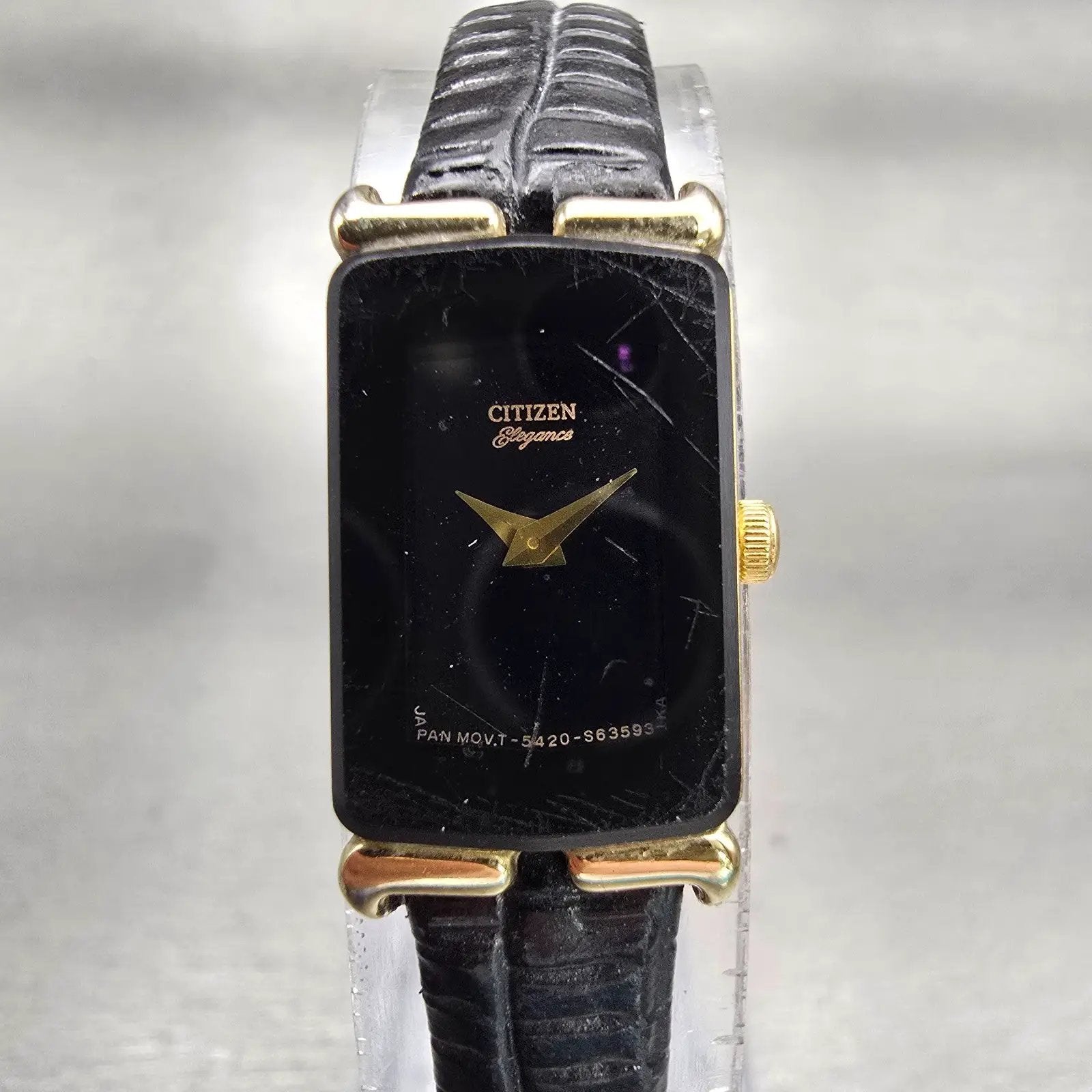Citizen Elegance Watch Women 13mm Black Dial Gold Tone 5420-S21966 New Battery0