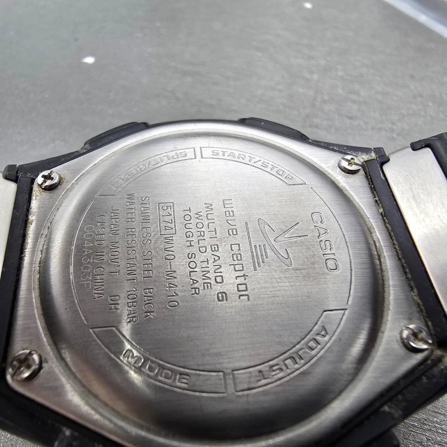 Casio Waveceptor WVQ-M410 Watch Men 43mm Black Dial Silver Tone Date Solar Runs9