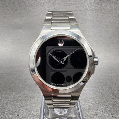 Movado Museum Watch Women 28mm Black Dial Stainless Steel Round New Battery0