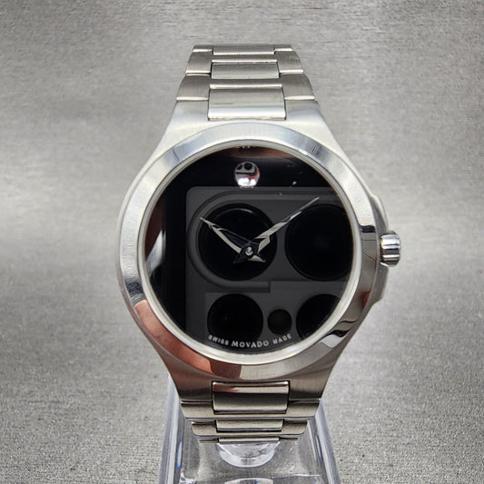 Movado Museum Watch Women 28mm Black Dial Stainless Steel Round New Battery0