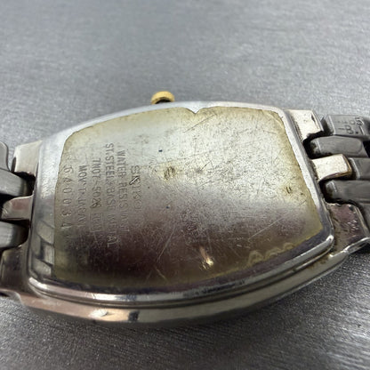 Seiko Tank Watch Men 30mm White Dial Two Tone Vintage 7N07-5020 New Battery9