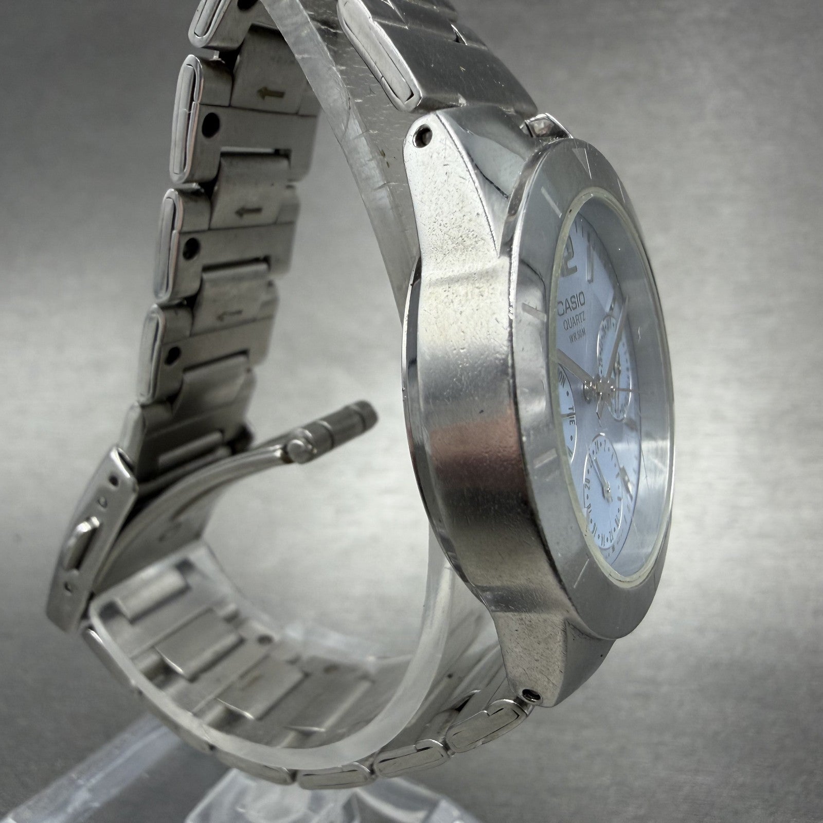Casio Watch Women 31mm Blue Dial Silver Tone Daydate LTP-2069 New Battery3