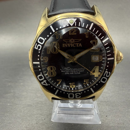 Invicta Dive Watch Men 44mm Black Dial Gold Tone Date Automatic 3505 Runs0