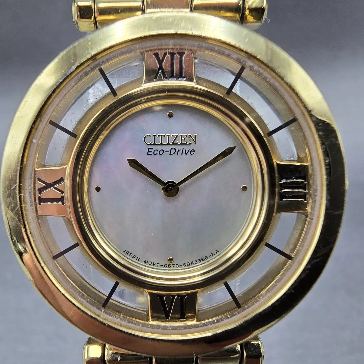 Citizen Eco-Drive Stiletto Watch Women 28mm MOP Dial Gold Round EG3082-50D Runs1