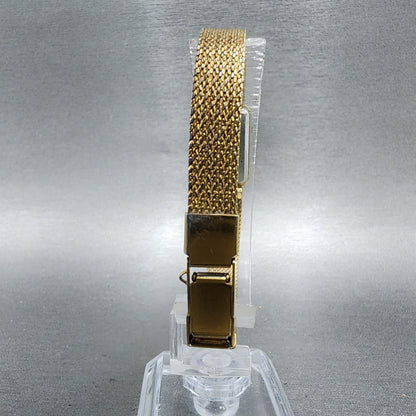 Seiko Tank Watch Women 13mm Black Dial Gold Tone Rectangle 2e206239 New Battery7