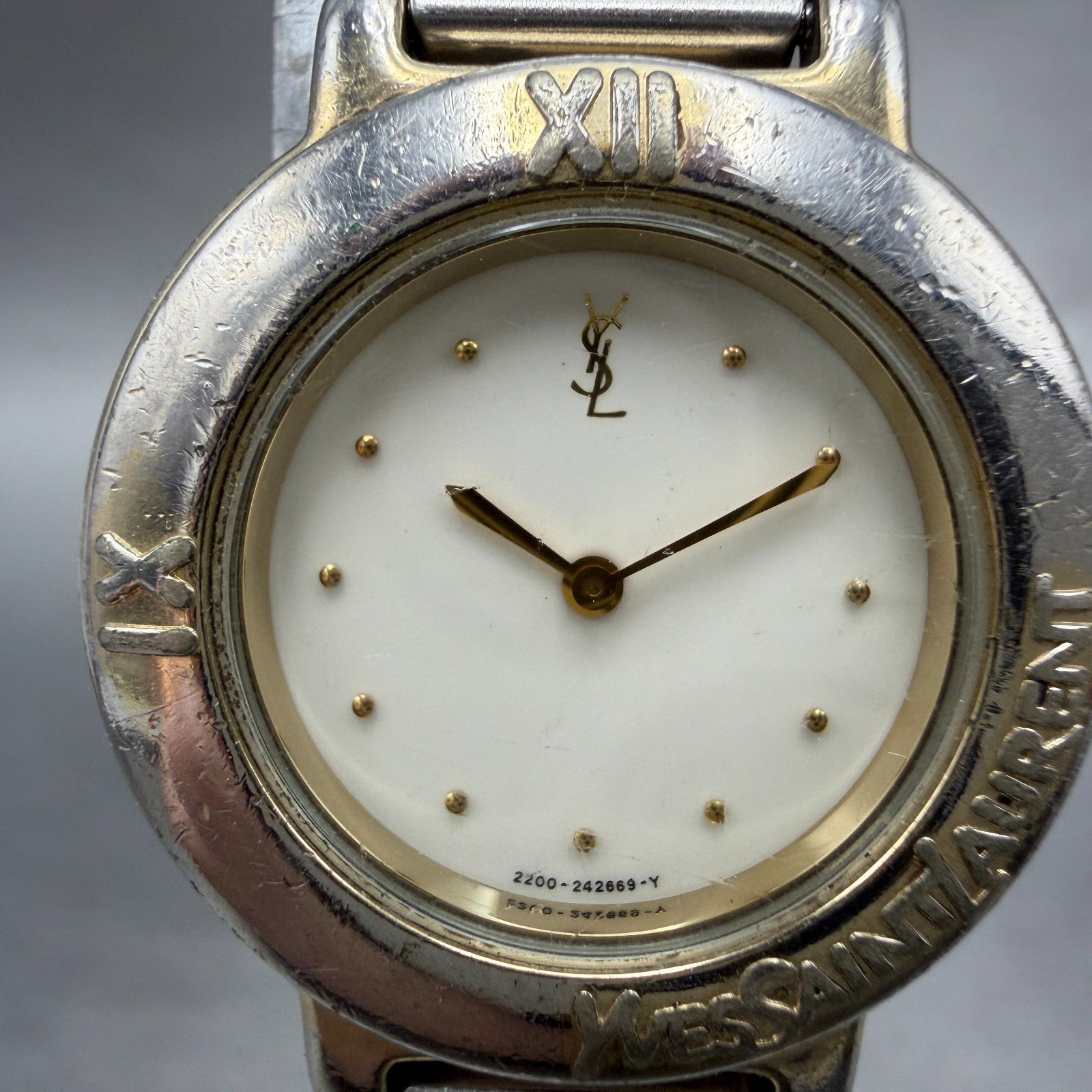Yves Saint Laurent Watch Women 24mm White Dial Two Tone Round 2200-229789 Newbat1