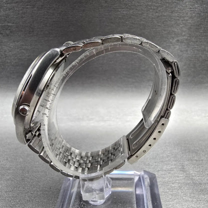 Seiko SQ Watch Men 35mm Black Dial Silver Tone Daydate Round 5Y23-8040 New Batt6